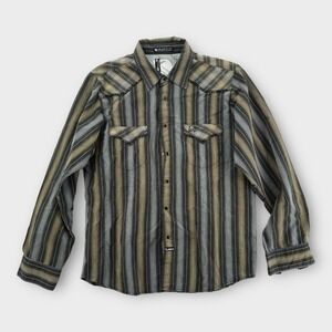 VTG Lost Enterprises Mens Shirt Single Needle Long Sleeve Striped Western Plaid